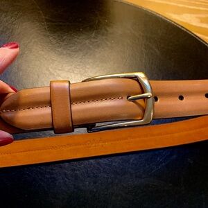 COLE HAAN LEATHER GOLD BUCKLE BELT LARGE